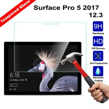 9H Grūti Rūdīts Stikls Screen Protector For Microsoft Surface Pro 5 2017 12.3 collu Planšetdatoru Anti-šoka Aizsardzības Plēves