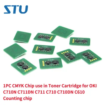 1PC CMYK Čipu izmanto Tonera Kārtridži OKI C710N C711DN C711 C710 C710DN C610 Skaitīšanas čips