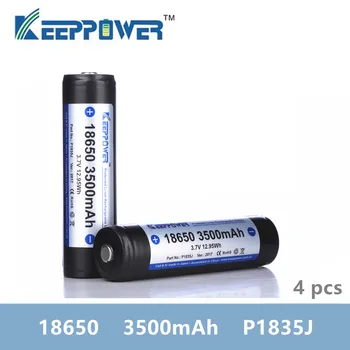 4 gab. KeepPower 3500mAh 18650 aizsargāta li-ion akumulators 3,7 V P1835J piliens kuģniecības Sākotnējā batteria
