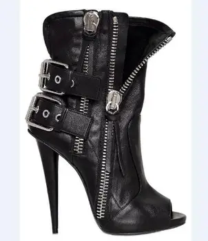 Sieviešu modes seksīgu augsta papēža līdz 2019. gada Pavasarī sprādzes&rāvējslēdzēju apdare peep toe super augsto smaili papēži woemn kurpes, melna, rozā