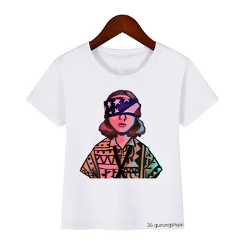 Zēni/Meitenes Svešinieks Lietas Otrādi Iespiests t-krekls Bērnu Īsām Piedurknēm Harajuku Top White Gadījuma t krekls Bērniem Drēbes