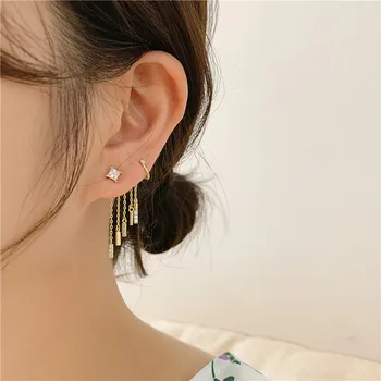 1pc maziem auskariem jauns dizains, modes rotaslietas, vara inkrustēts zircon auss kaulu klipu ķēdes pušķis sieviešu auskari