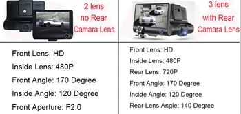 2019 4.0 collu 1080P Dual Objektīvs DVR Reģistrators Auto DVR spoguļkamerai 170 Grādu 3 Kameras Dash Cam Atpakaļskata Auto Dash Kamera, G-sensors