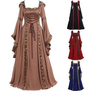 Viduslaiku Cosplay Tērpi Sievietēm Halloween Karnevāls Viduslaikos Skatuves Sniegumu Gothic Retro Tiesa Viktorijas Kleita S-5XL