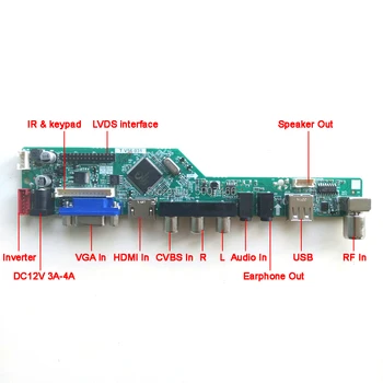 Par TM121XG-02L03/02L10 LVDS 20Pin 1CCFL USB, VGA, AV RF LCD monitors T. V56 kontrolieris valdes tastatūra+Invertors+Tālvadības pulti DIY komplektu