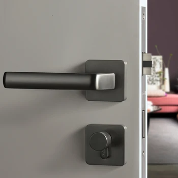 Pelēks /cinka sakausējuma durvju rokturi Interjers /Square Guļamistabas durvju slēdzenes Sadalīt Klusums durvju slēdzenes ,Durvju furnitūra