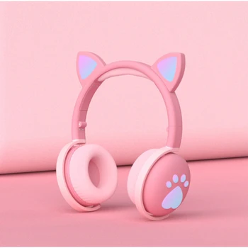 Ar Mic Gudrs LED Kvēlojošs Bass Skaļuma Kontrole Modes Pār-auss Bērniem Dāvana Kaķa Auss HIFI Bluetooth 5.0 Bezvadu Gaming Austiņas