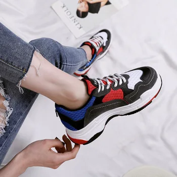 Līdz 2018. gada Pavasarī Jaunu Modes Zīmolu Dāma Gadījuma Vulkanizētas Kurpes Sieviešu Kurpes pu Ādas Meiteni, Atpūtas Platformas Sneaker Soft Gadījuma Kurpes
