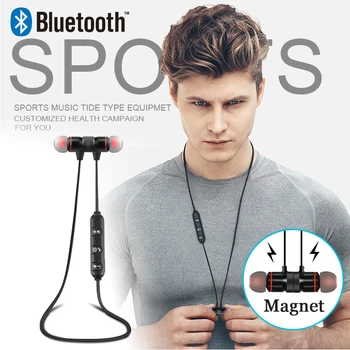 5.0 Bluetooth Austiņas Sporta Neckband Magnētisko Bezvadu austiņas Stereo Earbuds Mūzikas Metāla Austiņas Ar Mic Visiem Telefoniem