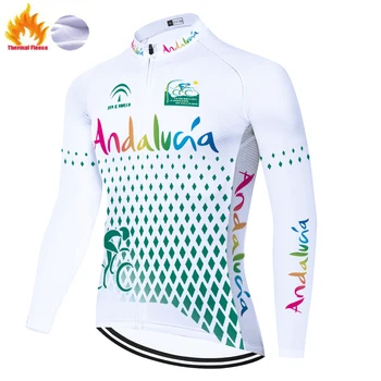 Spānijas ANDALŪZIJA riteņbraukšana jersey ziemas siltuma vilnas tricotas hombre ciclismo Bike wear tenue cycliste homme pro komanda ir 2021.
