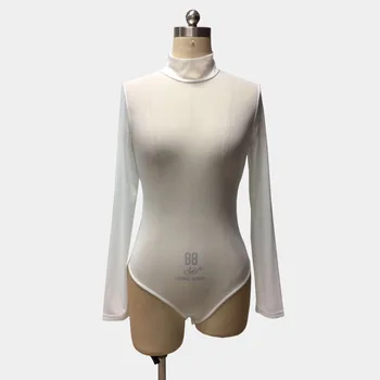 Milzīgais Bodysuit Pārredzamu Bodysuit Sievietes Augstu Uzrullētu Apkakli Un Seksīgu Ar Garām Piedurknēm Melnā, Baltā Acs Ķermeņa Feminino Para Mulheres Ķermeņa Mujer