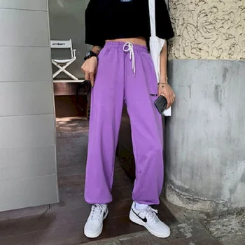Plus Lieluma Bikses Streetwear Sieviešu Apģērbu Capri korejiešu Stila Legingiem Sporta Brīvs Plaša kāju Augsta vidukļa Slim Gadījuma Bikses