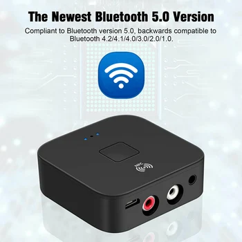 Bluetooth Uztvērējs V5.0 NFC Iespējotu Bezvadu Audio Adapteris Atbalsta 3.5 mmAUX 2RCA