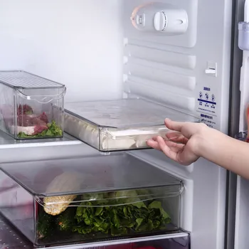 Uzglabāšanas kaste dārzeņu un augļu Paaugstināma plastmasas ledusskapis virtuves uzglabāšanas kaste для Коробка хранения