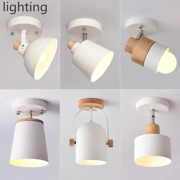 Mūsdienu Koka LED Griestu lampas Balta Metāla Koridorā Gaismu Virtuvē, Koka Lampas Mazas Virsmas Uzstādīti Apgaismes Ķermeņi
