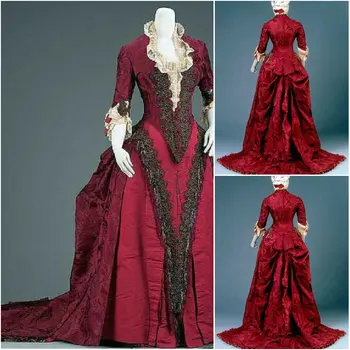 HistoricalBrown Vintage Viktorijas Kleitas 1860 Scarlett pilsoņu Karu, Dienvidu Belle kleita Marie Antoinette kleitas US4-36 C-843