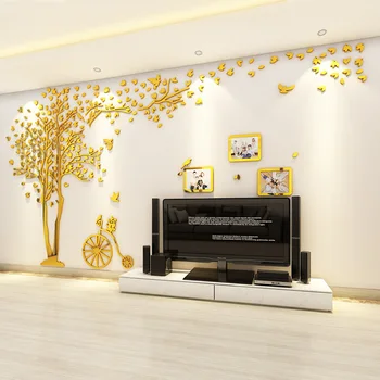 Radošo 3D Kristāla, Akrila, Sienas Uzlīmes, Dzīvojamā istaba, TV fona sienas uzlīmes, spoguļi skaida zelta Sienu apdare pasūtījuma