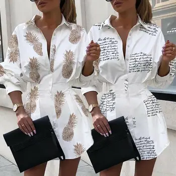 2020 Vadims Gothic Sievietēm, Balts Krekls, Kleita Ar Garām Piedurknēm Biroja Dāmas Eleganta Vasaras Gadījuma Vestidos Mujer Mini Krekls, Kleita