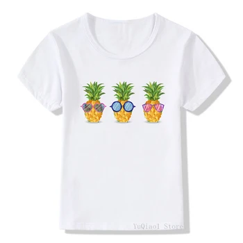 Ananāsu augļi drukāt smieklīgi, t krekli vasaras zēns meitene cute drēbes, bērnu t-krekli baltā camiseta bērnu apģērbu toddler tee