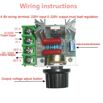 AC 220V 2000W SCR Sprieguma Regulators apgaismojuma intensitātes regulēšanas ierīcēm Mehānisko Ātruma regulators Elektronisko Termostatu Sprieguma Regulatora Modulis