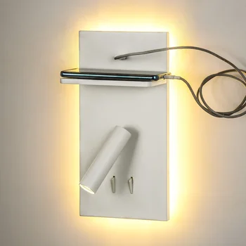 Hartisan USB LED Sienas Apgaismojuma Gultas Lampa Ar Bezvadu Uzlādes Backlit Sienas Lampas Guļamistabas Grozāms Uzmanības centrā Lasīšanas Apgaismojums