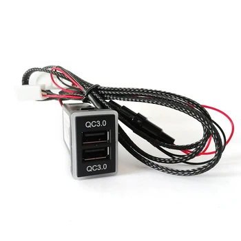 QC3.0 Automobiļa Ātro Lādētāju Dubultā USB Tālruni, PDA DVR Adapteri Plug & Play Kabeli Toyota