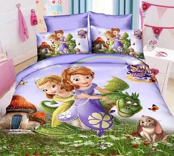 Disney cartoon gultas komplekts meitenēm gultas dekori viena izmēra sega sedz dvīņu gultas pārklājs 3pcs mājas tekstila veicināšanas karstā pārdošanas