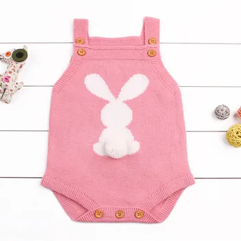 Jaunu Salds Jaundzimušais Zēns, Meitene Cute Bunny Adīšanas Vilnas RomperJumpsuit Apģērbs Komplekts 0-24M