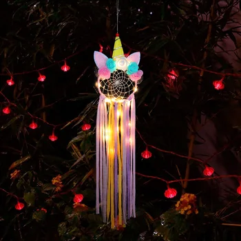 DIY Mežģīnes Spalvu Wind Chimes Radošo LED Apgaismojums Sapnis ķērējs Neto Sienas Amatniecības Meitene Guļamistaba Kāzu Karājas apdare dāvanas