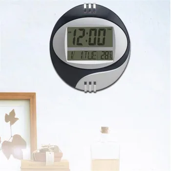 Daudzfunkcionāls Atlikt Sienas Pulkstenis Mūsdienu Radošo Mikrofona Turētājs Elektronisko Pulksteni LCD Kalendāra Temperatūras LED Displejs, Pulkstenis