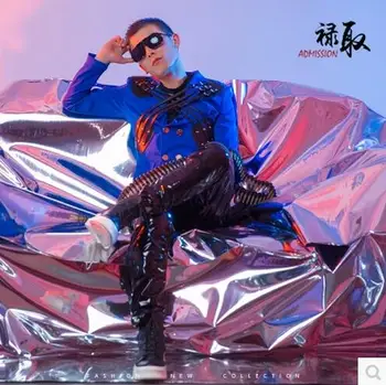 S-5XL 2017 Jaunā Vīriešu apģērbu personības dziedātāja DJ bigbang ' DS vilnas uzvalks Plus lieluma vīriešu naktsklubs skatuves Sniegumu kostīmi