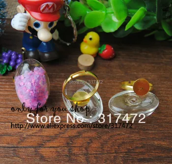 20*25mm Ovāls Stikla pudelīte&Gredzens BaseDIY Burbuļu Šķidrums, Gredzeni,stikla burbulis gredzeni, stikla globuss, gredzeni