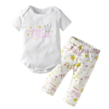 Vasaras Baby Girl Apģērbu Komplekts Modes Kokvilnas Ar Īsām Piedurknēm Zīdaiņu Romper+Bikses Toddler Apģērbu Jaundzimušais Meiteņu Drēbes