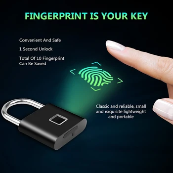 Ūdensizturīgs USB Uzlādes pirkstu Nospiedumu Lock USB Keyless Ātri UnlockFingerprint Smart piekaramo atslēgu, Ātri Atslēgt