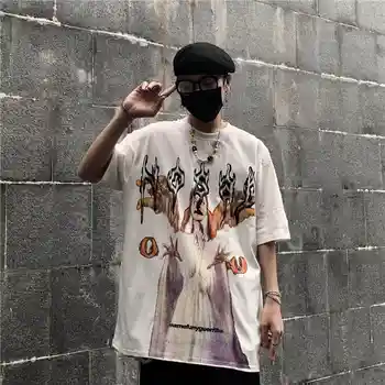 Harajuku Streetwear Sievietes Lielajam T Krekls ins t-krekls Hip Hop, Vasaras Tshirts gothic liesmas drukāt Topi Tee 2020 
