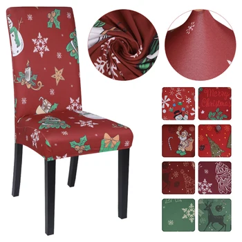 Spandex Iespiestus Krēslu Segtu Elastīgs Ēdamistabas Krēsls Slipcover Sēdekļa Aizsargs Stiept Noņemams Krēslu Pārvalki Ziemassvētku Gifs