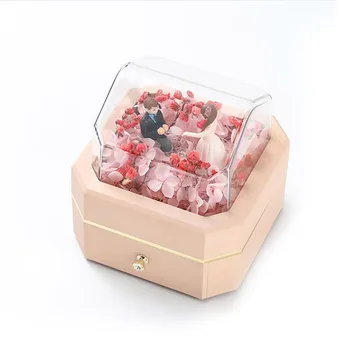 Simulācijas Dekoratīvi Gaismas Ziedu Kārbas Konservētas Rožu Metāla Jubileju USB Uzlādes Romantiskas Dāvanas Valentīna Dienā Jewel Gadījumā