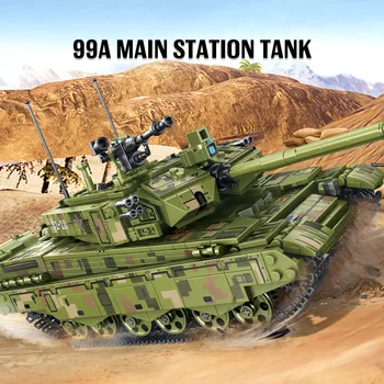 1144Pcs Pilsētas WW2 Robains Smagā Tipa 99A galvenais Kaujas Tanks Modeli, Celtniecības Bloki Militāro Karavīrs Skaitļi Ķieģeļi Rotaļlietas Bērniem