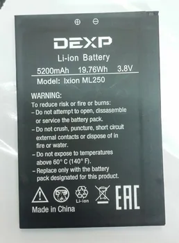 Sākotnējā DEXP lxion ML250 tālruņa akumulators 5200mah 3.8 v DEXP lxion ML250 Android Core Phones-bezmaksas piegāde