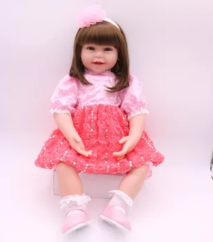 60cm Silikona Atdzimis Bērnu Lelle Spilgti Jaundzimušo Meiteņu bebe Toddler atdzimis Lelles Bērnu Bērniem Dzimšanas dienas Dāvanu Klāt bonecas