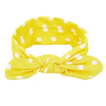 Hairband,Baby Trušu Ausis Polka Dot Elastīgu Loku Turban Trikotāžas Galvas Stīpa (Dzeltena)