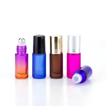 5ml Krāsains Sieviešu Tukšu Stikla Smaržas Ēteriskās Eļļas Pudeli Roll Rullīšu Mini bumbu Portatīvo Uzpildāmas Smaržu Pudeles Cosmeti