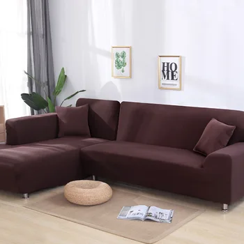 Cietie Krāsas Sofa Cover Elastīga, Cieši Ietīts All inclusive Pilnībā Segtu Auduma ar neslīdošu Sofa Cover Dīvāna Spilvenu L Formas