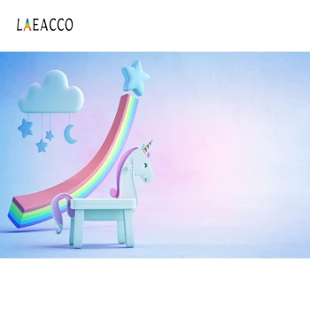 Laeacco Karikatūra Koka Unicorn Fons, Dekorācijas Fotogrāfijas Fons Pielāgotus Foto Backdrops Foto Studija