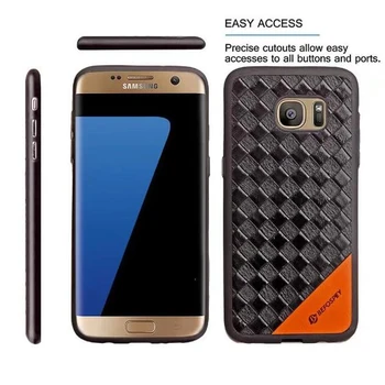 Vāciņa Telefonu Gadījumā Samsung Galaxy s7 G9300 TPU Silikona s7 Malu Atpakaļ Shell Luksusa PU Aust Modelis Apšuvuma Poga Augstas Kvalitātes