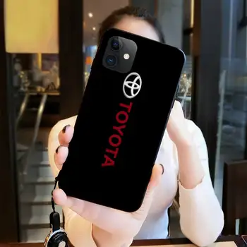 YJZFDYRM Atdzist Toyota Automašīnas Logo Tikko Ieradās Melnā Mobilo Tālruni Gadījumā, iPhone 11 pro XS MAX 8 7 6 6S Plus X 5S SE 2020. GADAM XR gadījumā
