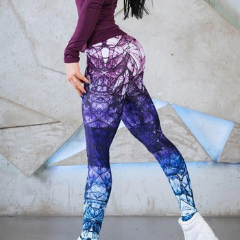 Jauno Modes Drukāt Stulpiņi Sieviešu Slim Fitnesa Augsta Vidukļa Elastīga Treniņu Stulpiņi Sporta Darbojas Bikses Laupījums Push UP Legging