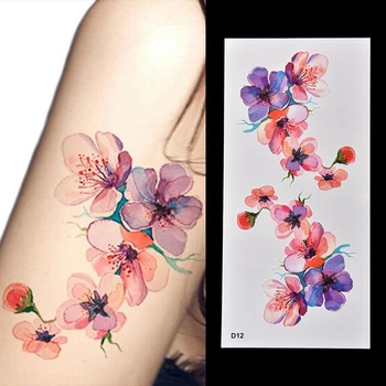 Akvarelis Orhideju Roku DIY Tetovējumu Uzlīmes Decal Ziedu Pagaidu Tetovējums Body Art Flash Tetovējumu Uzlīmes
