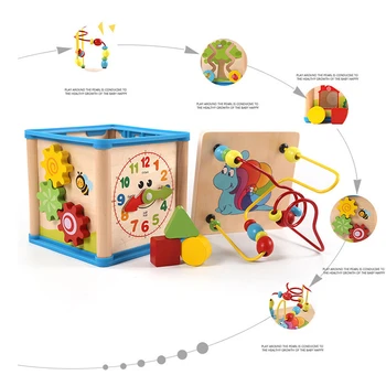 Četri novietotās multi-function fāzēm dārgumu lāde bērnu fāzēm, zīdaiņu izglītības koka rotaļlietas