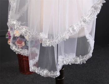 Modes vestido de noiva Mežģīnes casamento duvak 1,5 metru Līgavas plīvurs ir 2021. kāzu aksesuāri sluier Veu de noiva kāzu plīvurs